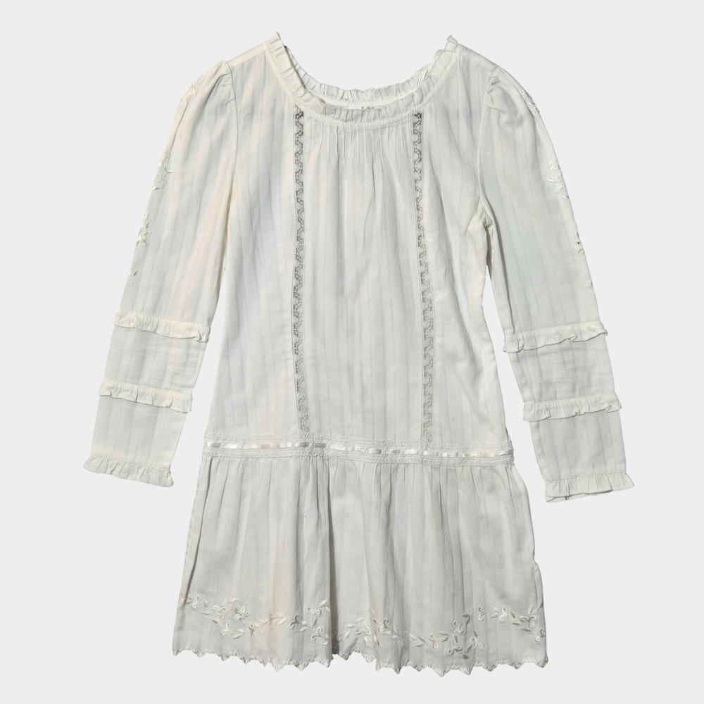 LoveShackFancy Carnaby Dress Lace Embroidery Mini White 2 Feminine Coquette NWT